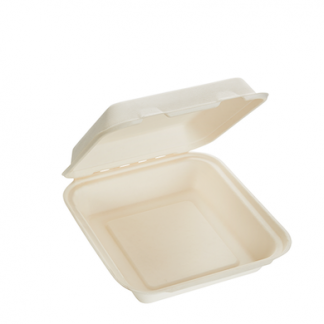 1000ml Single Compartment Sugarcane Square Clamshell
