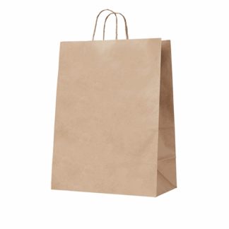 90gsm Handypack Kraft Gusseted Bag with Paper Twist Handles