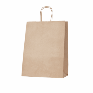 90gsm Large Kraft Gusseted Bag with Paper Twist Handles