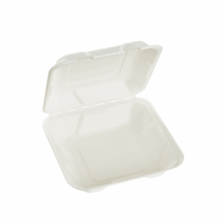 900ml Single Compartment Sugarcane Square Clamshell