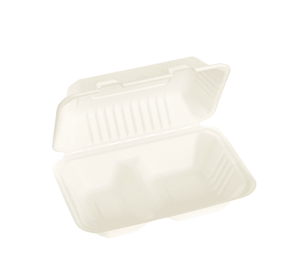 900ml Two Compartment Sugarcane Clamshell png | GREEN HOME 900ml Two Compartment Sugarcane Clamshell