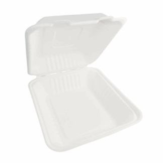 1200ml Single Compartment Sugarcane Square Clamshell