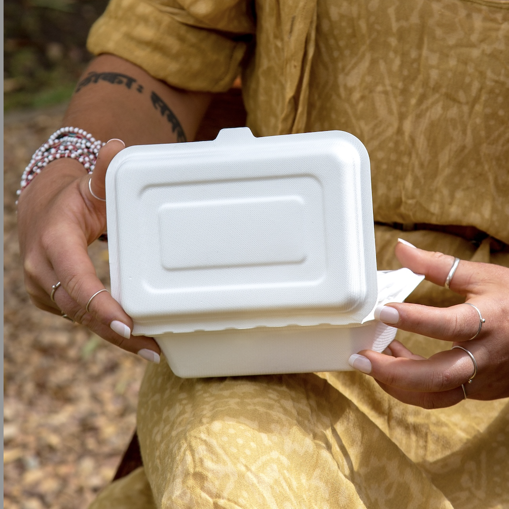 450ml Single Compartment Sugarcane Clamshell - Pack
