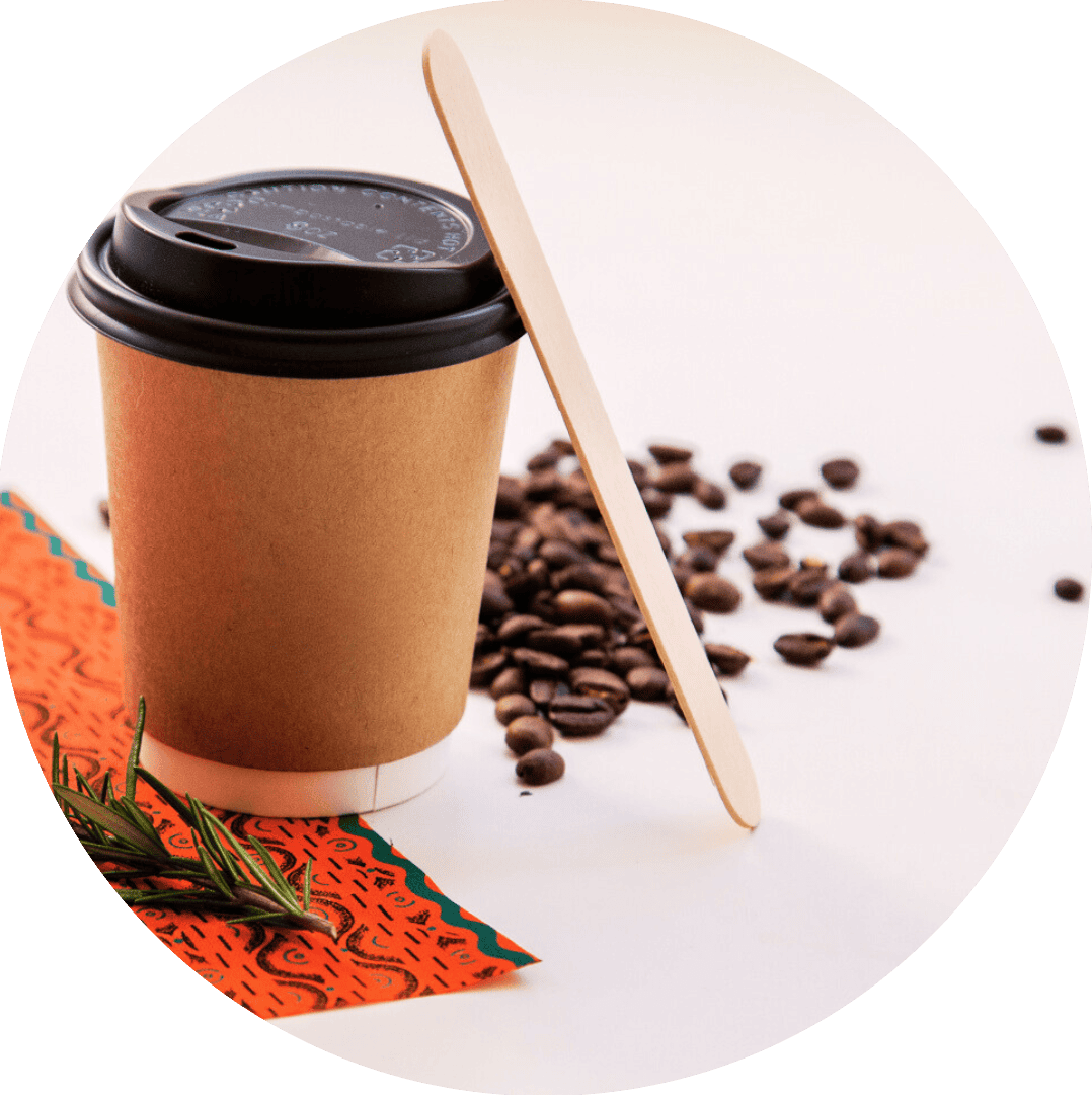 hot cup, lid and stirrer