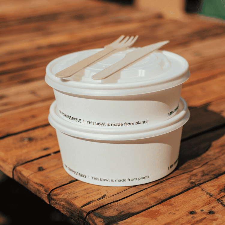 500ml Compostable White Paper Bowl - Pack