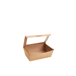 1100ml Kraft Preformed Box with PLA Window - Carton