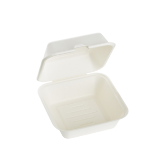 800ml Single Compartment Sugarcane Burger Clamshell - Carton
