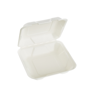 900ml Single Compartment Sugarcane Square Clamshell - Carton