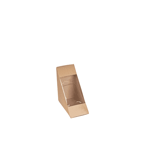 Kraft 2 Slice Sandwich Wedge with PLA Window - Carton