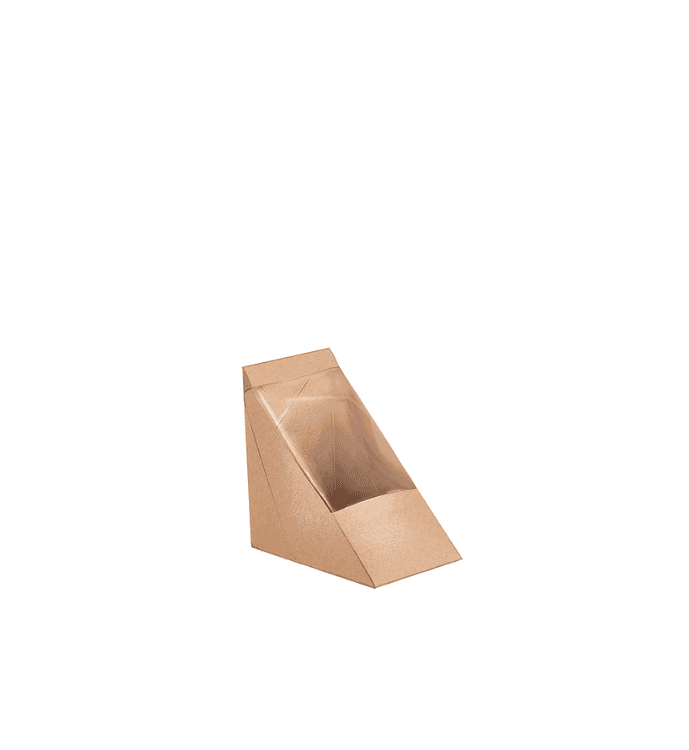 Kraft 4 Slice Sandwich Wedge with PLA Window - Carton