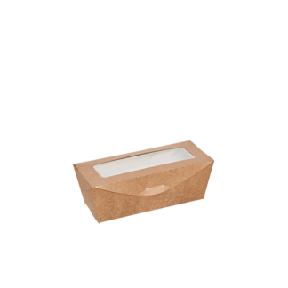 Large Kraft Hot Dog Box with PLA Window - Carton