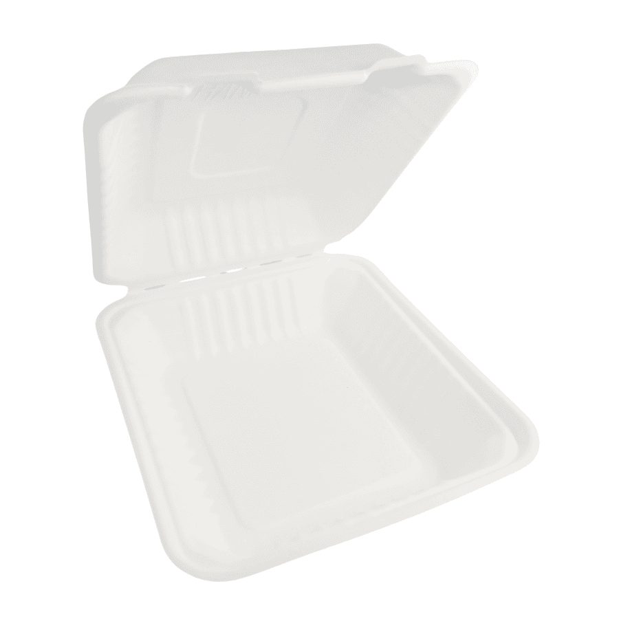 1200ml Single Compartment Sugarcane Square Clamshell - Carton