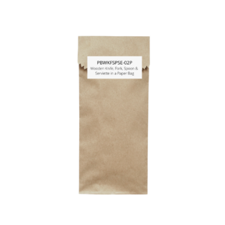 Wooden Knife, Fork, Spoon & Serviette in a Paper Bag - Carton